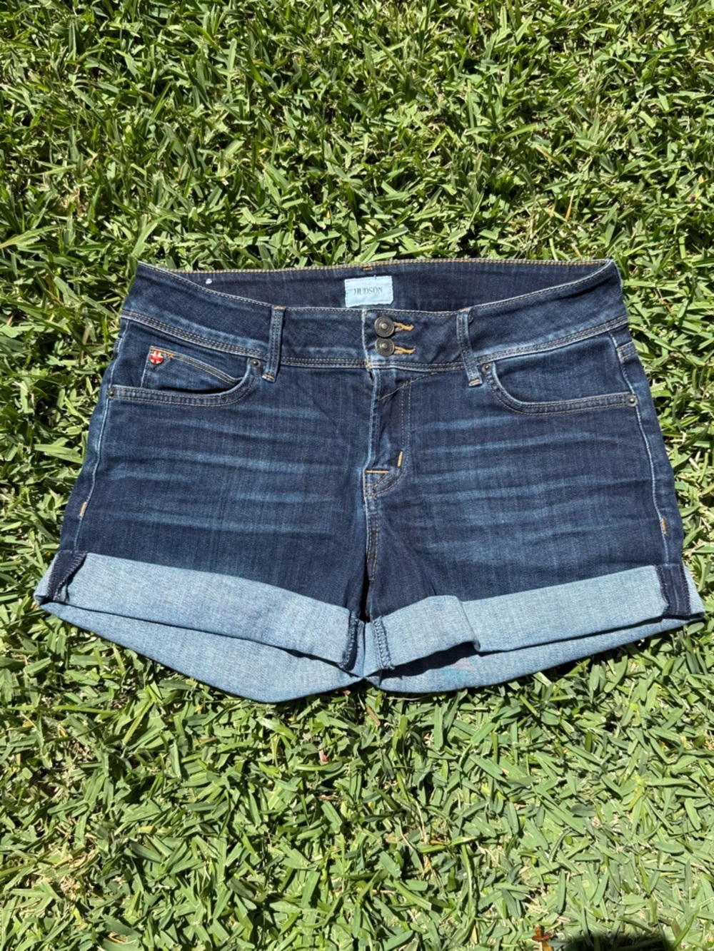 Hudson Jeans Dark Blue Cuffed Denim Shorts